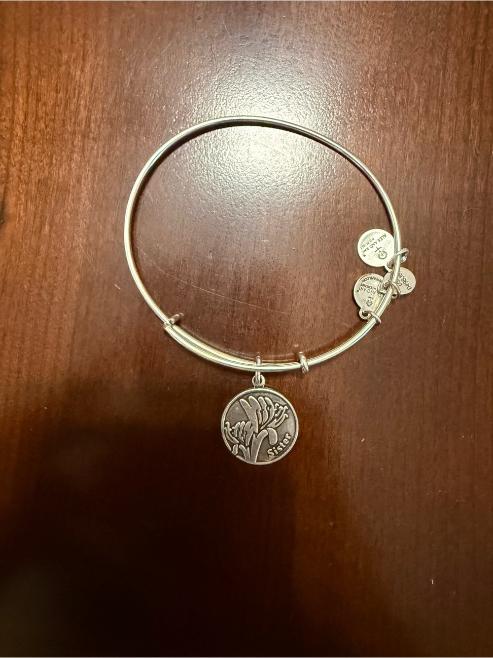Alex and Ani Silver 'Sister' Charm Bangle Bracelet